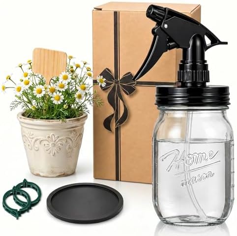 Glass Plant Mister Bottle, 16 oz Mason Jar Sprayer, Clear by Hearthhub