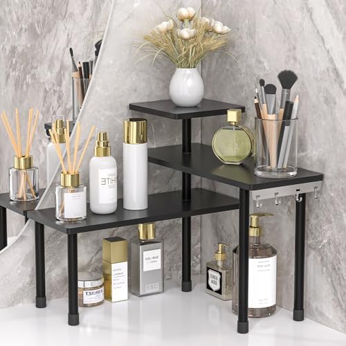 JayRex 3-Tier Bathroom Countertop Corner Shelf Organizer, Black by JayRex