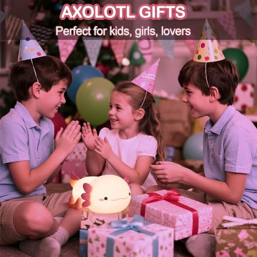Axolotl Lamp, Axolotl Cute Night Light Gifts, Rechargeable Bedside Nightlight, Dimmable Squishy Silicone Animal Touch Lamp, Baby Room Decor, Pink Night Light for Kids Teens Girls Lovers - Image 6