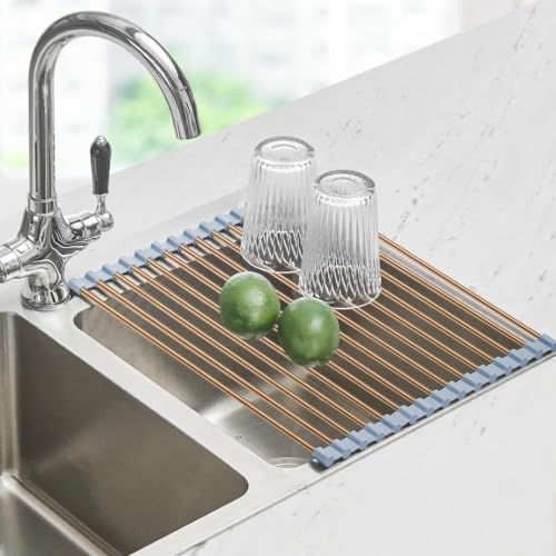 Roll Up Dish Drying Rack Over the Sink Stainless Steel Kitchen Dish Drainer by SeropyDirect