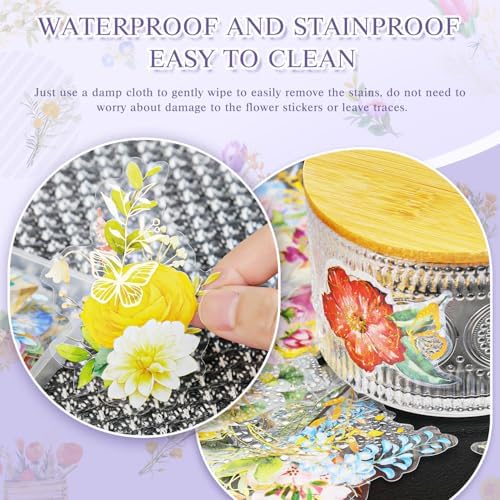 240Pcs Gilt Flower Stickers for Scrapbooking,Self-Adhesive Floral Stickers Scrapbook Supplies Journaling for Water Bottle Adult Card Making Letters DIY Cards Decoration - Image 4