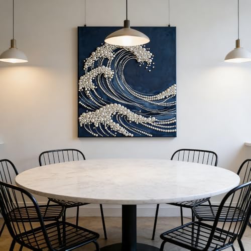 Mrchfr Wave Pearl Painting Kit for Adults & Beginners, DIY Ocean Theme DIY All-Pearl Dot Painting, Stress Relief Art Craft Supplies for Gift Home Wall Decor, No Frame (Style B) - Image 3