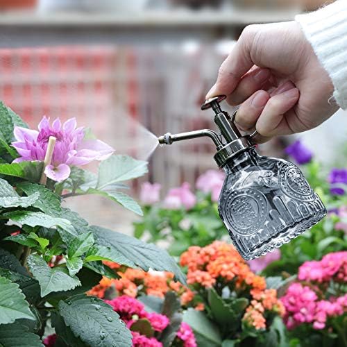 T4U Glass Plant Mister 200ML, Vintage Spray Bottle with Top Pump Fine Mist Garden Flower Sprayer Small Decorative Spritzer Watering Can Gift for Indoor Outdoor Succulent House Plant (Grey) - Image 4