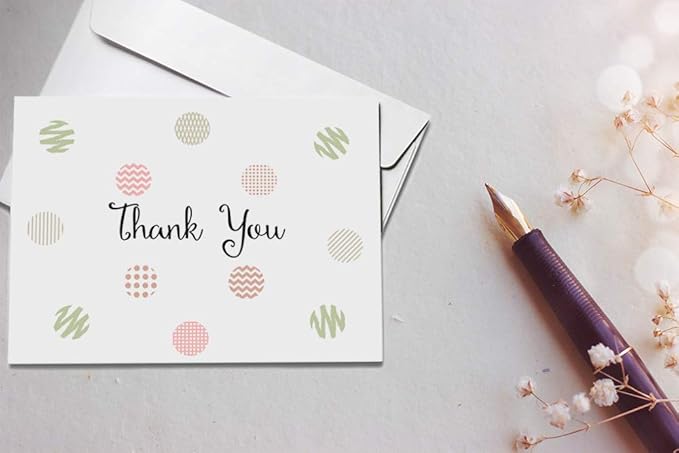 Oaklyn 48 Pack Thank You Cards with Envelopes 4"x 5.25" for Weddings, Baby Shower, Birthday Parties, Business, and Graduation Thank You Cards Blank - Assorted