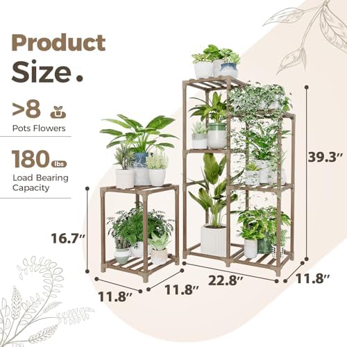 Bamworld Plant Stand Indoor Corner Plant Shelf Wood Plant Holder - Image 6