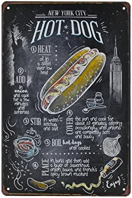Fast Food Vintage Tin Sign - Hot Dog Retro Metel Sign - Wall Decor wall sign for Kitchen Bakery Cafe Restaurant by TREEPERI