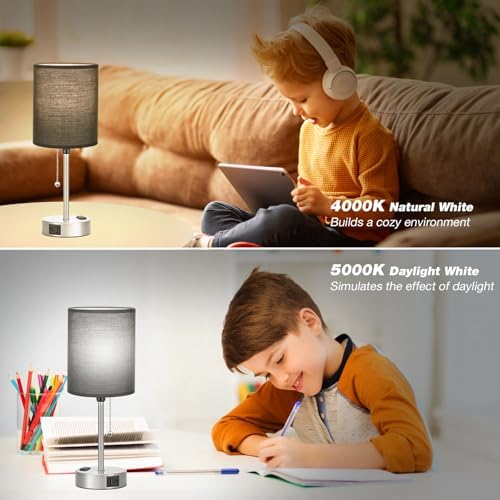 Small Bedside Table Lamp for Bedroom - Desk Lamp with USB Ports for Dorm - Image 7