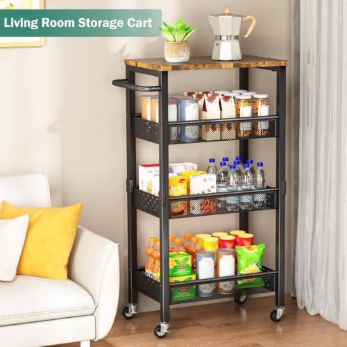 Vivihomety 4-Tier Laundry Utility Rolling Cart with Wheels, Metal - Image 7