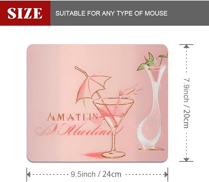 Bikinis & Martinis Texture Mouse pad, Square Waterproof and Anti Slip Mouse pad for Office laptops