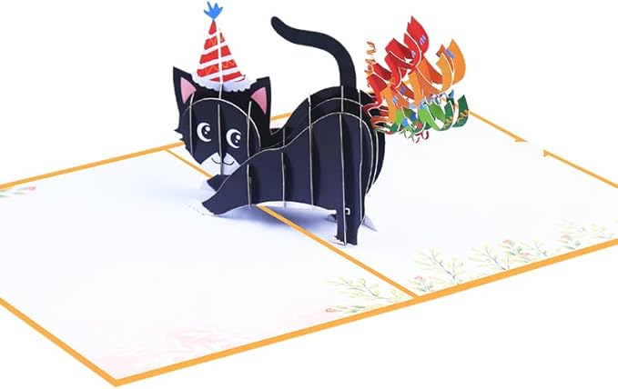 Funny Cat Pop Up Birthday Card, Funny 3D Birthday Cards for Adults and Kids with Envelopes, Handmade Gifts for Cat Mom, Dad, Friend and Every Cat Lover