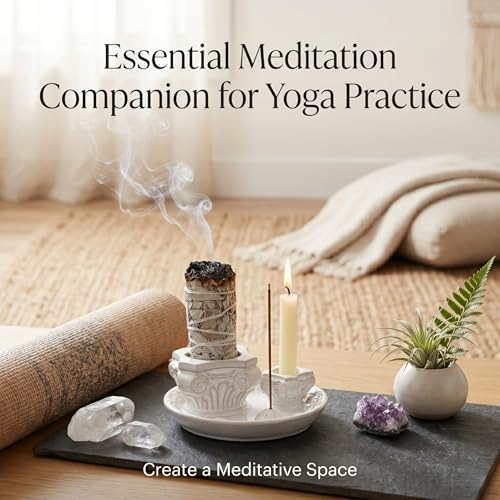 4-in-1 Ceramic Incense Holder & Ash Catcher Tray, Minimalist Burner for Palo Santo, Sage Smudge Sticks, Incense Sticks– Zen Aesthetic Home Decor for Meditation, Yoga & Desk Accessories - Image 6