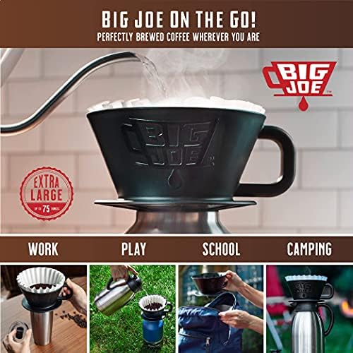 BIG JOE® Large Pour Over Coffee Dripper (Durable BPA-Free Plastic) w/ 50 Filters - Brews 12 to 75 oz of Coffee into Any Mug, Carafe, or Thermos - Dishwasher Safe - Made in USA - Image 5
