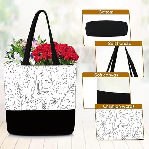 Locmeo 10 Set Paint and Sip Canvas Bags Pre Drawn Kit,Flower - Image 4