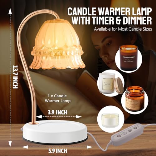 GEEZO Fragrance Candle Warmer Lamp，Electric Candle Warmer with Timer & Dimmer，Mom Christmas Birthday Gifts for Women, House Warming Gifts New Home Bedroom Decor - Image 3