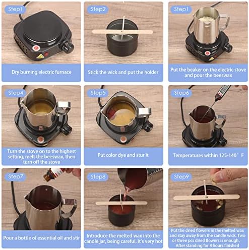 Complete Candle Making Kit with Wax Melter,Candle Making Supplies,DIY Arts&Crafts Kits Gift for Beginners,Adults,Including 500w Electronic Stove,Wicks,Wax,Rich Scents,Dyes,Melting Pot,Candle tins - Image 6