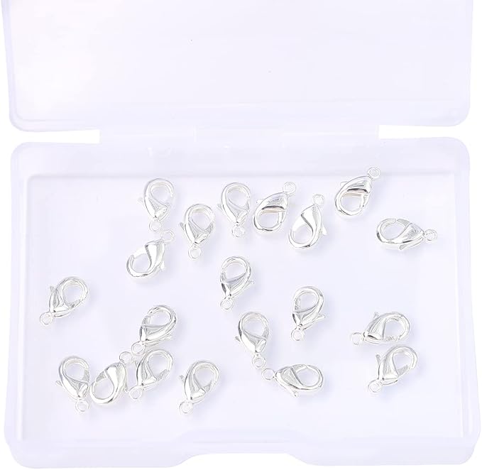Silver Plated Lobster Clasps Non Tarnish 10mm 20pcs for Jewelry Making Findings