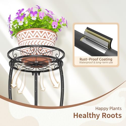 LASZOLA 3 Tiers Metal Corner Plant Flower Stand Tall Indoor Outdoor, Black - Image 5