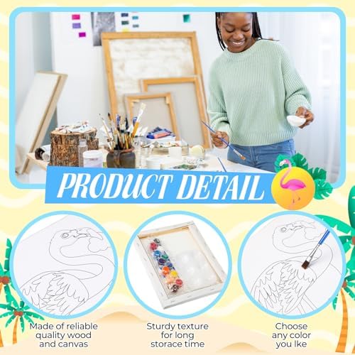 Zhanmai 12 Set Paint and Sip Kit for Adult 8''x10'', Flamingo - Image 3