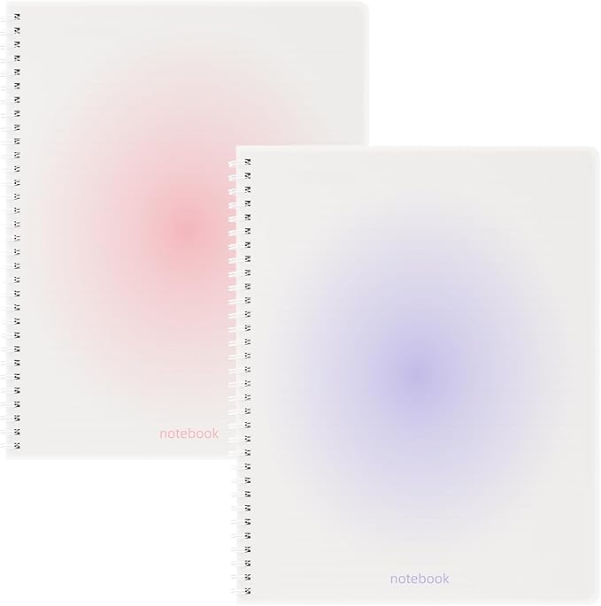Oucaru Spiral Notebook A4 College Wide Ruled Notebooks 2 Pack 8.5" x 11" Journaling Notebooks 140 Pages 2 ColorsGradient Small Lined Notebooks for Note Taking for Work School Business Travel
