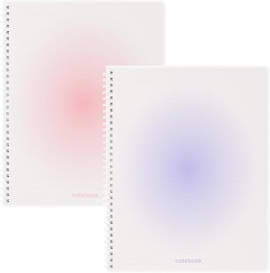 Oucaru Spiral Notebook A4 College Wide Ruled Notebooks 2 Pack 8.5" x 11" Journaling Notebooks 140 Pages 2 ColorsGradient Small Lined Notebooks for Note Taking for Work School Business Travel