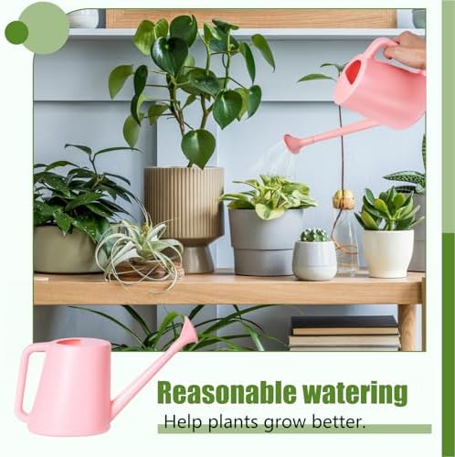 ZXJ Plant Watering Can - for Indoor and Outdoor Home Garden Plants - with Long Spout - Pink - 1/2 Gallon - Image 4