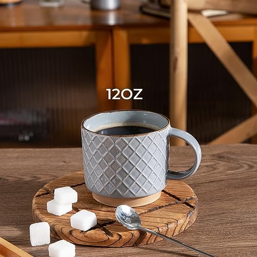 GBhome 12 OZ Stackable Coffee Mugs Set of 4, Ceramic Coffee Cups Set - Image 2