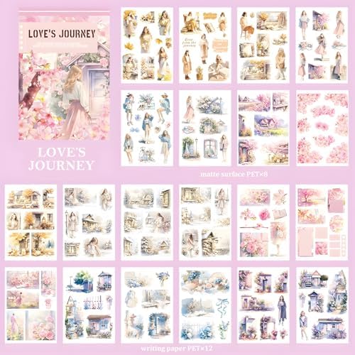 Snycler Sticker Book for Journal 20 Sheets Vintage PET Washi Stickers-4 - Image 6
