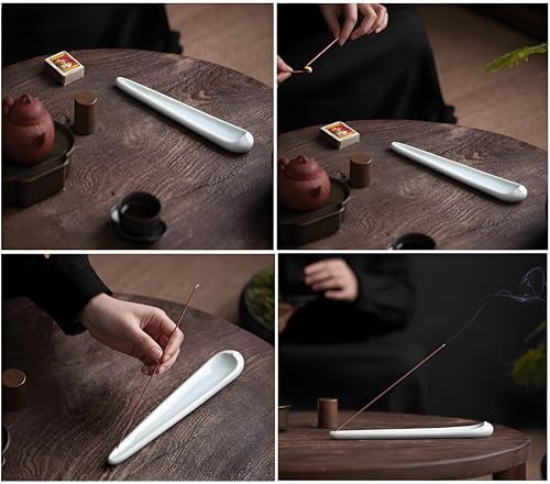 Ceramic Incense Stick Holder -Minimalism Style Incense Burner for Yoga Meditation Home Office Coffee Shop - Fireproof Ash Catcher, Easy Clean - Image 4