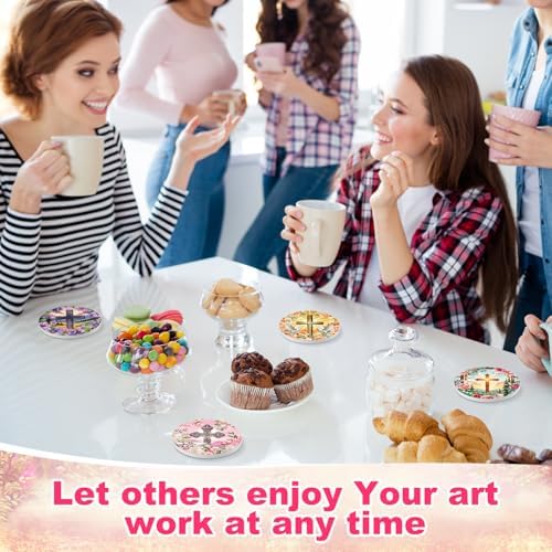 Potchen 12 Pcs Color Your Own Coaster DIY Kits,Cross - Image 4