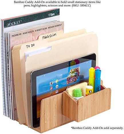 MobileVision Bamboo Desktop File Folder Organizer and Paper Tray, 5 Slots - Image 4