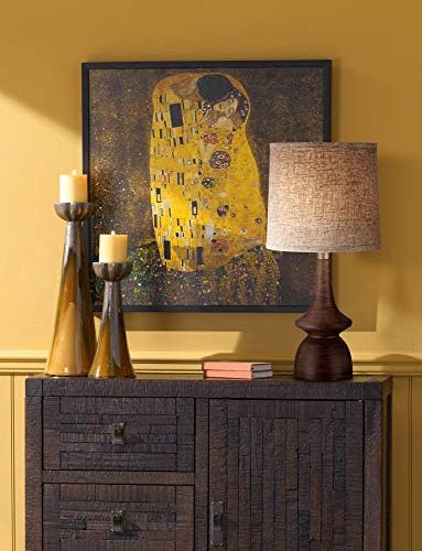 Rexford 24" High Table Lamp Walnut Finish Mid-Century Modern Faux Wood - Image 6