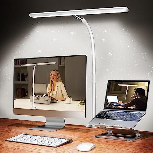 Airlonv LED Desk Lamp with Clamp, 17" Stepless Dimming Light, White by Airlonv