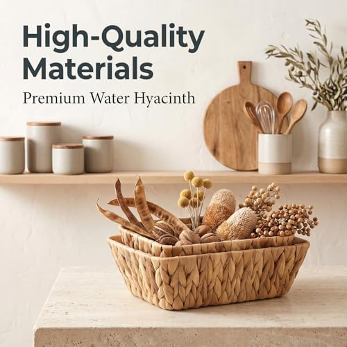 2 Pack Water Hyacinth Storage Baskets, 2 Size Small Wicker Baskets - Image 6