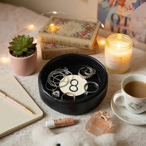 Roowest 8 Ball Jewelry Tray Black Trinket Dish Resin Home Decor - Image 3