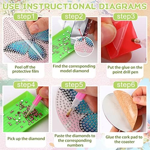 UPINS 8Pcs Butterfly Diamond Art Painting Coasters for Drinks - Image 3