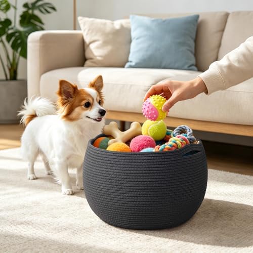 Goodpick Large Toy Storage Basket for Kids, Round, 15.7" x 10.5", Black - Image 5