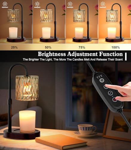 Candle Warmer Lamp Electric Timer: Dimmable Candles Warming Lamps - Height Adjustable Burner Jar - No Flame Scented Melts Wax - All Candle Jars Home Decor Table Light - Image 3
