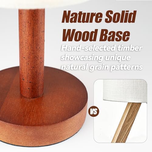 LALISU Small Table Lamp，Nightstand Lamp Wood Bedside Lamp Plug in 2Pcs - Image 3