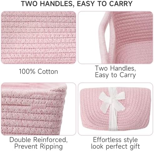 3 Pack Small Storage Baskets for Organizing, 11.8×7.8×5.1", Mixed Pink - Image 6