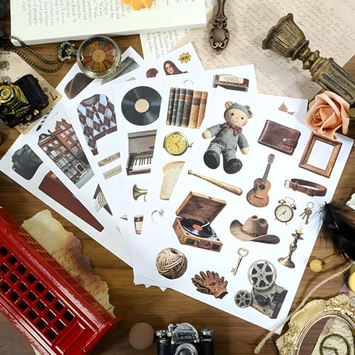 Snycler Sticker Book for Journal 20 Sheets Vintage PET Washi Stickers-2 - Image 4