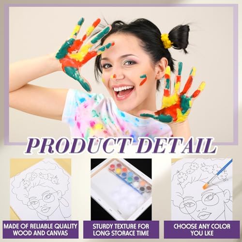 Zhanmai 72 Pcs 12 Sets Sip and Paint Kit Pre Drawn Canvas for Painting 8" x 10" Paint Party Canvas Painting Pre Printed Canvases for Party DIY Virtual Adult's Date Night(Charming Women) - Image 3
