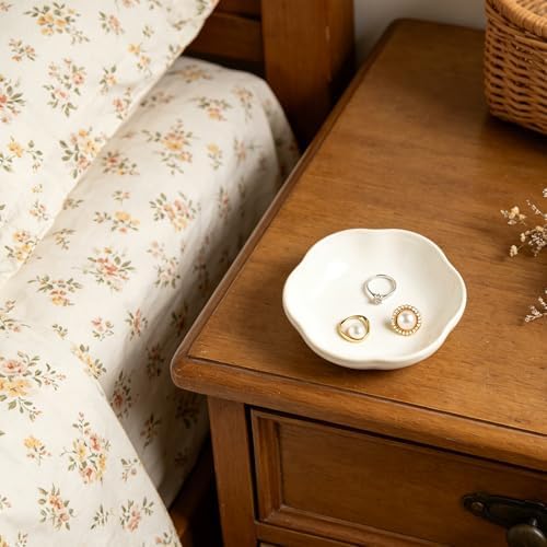 Ceramic Jewelry Tray, Ring Holder Floral Trinket Bowl for Women - Image 3