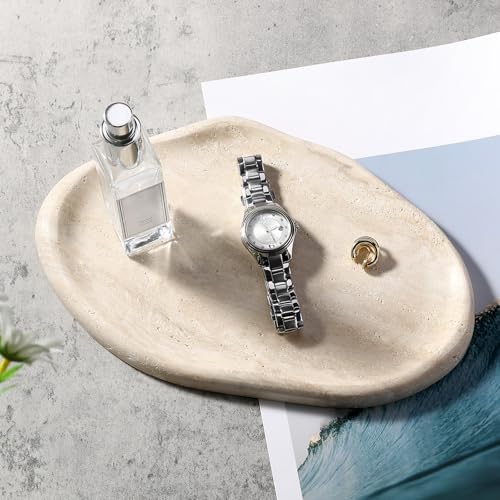 Koville Luxurious Natural Marble Vanity Tray, Cloud Shape Serving Stone Key Tray for Home Decor, 10" x 7" Marble Storage Trays for Bathroom, Stone Plate Holder for Perfume, Candle and Jewelry - Image 6