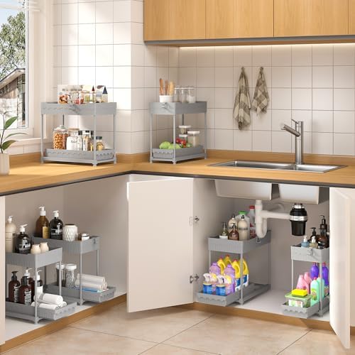 Sevenblue 3-Pack 2-Tier Under Sink Organizers with Sliding Drawers - Image 2