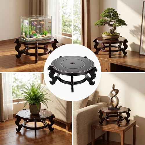 10 Inch Wooden Plant Stand, Vase Stand Indoor Chinese - Image 7