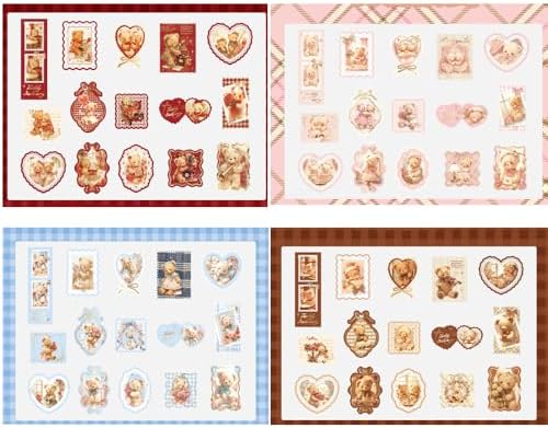 Alideco 120pcs Scrapbook Stickers Retro Cute Bear Scrapbooking Junk Journal Crafts Embelishment Decoration Stickers (xuyuanxiaoxiong) - Image 2