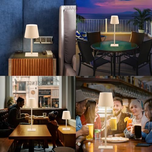 CHLORANTHUS 2 Pack Cordless Table Lamps, 3 Colors Stepless Dimming, 5000mAh Rechargeable Battery LED Desk Lamp for Bedroom/Couple Dinner/Desk/Cafe/Dining Room/Terrace - Image 6