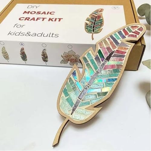 Smowfes Leaf Mosaic Kit, Mixed Color DIY Glass Tile Craft Supplies by Smowfes