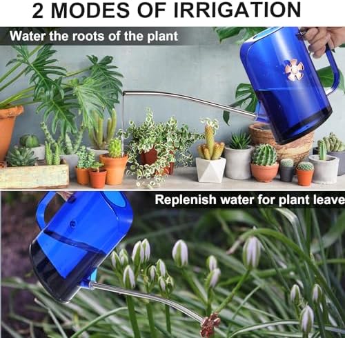 Watering Can Indoor for House Plants Small Watering cans with Long Spout Flower Model Sprinkler Head 1.2L (Blue, 1.2L) - Image 4