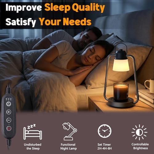 Candle Warmer Lamp, Candle Lamp Warmer with Dimmer, Electric Candle Warmer for Jar Candles Lamp Warmer Bedroom Home Decor, 2H/4H/8H Timer with 2 * 50 Bulbs - Image 5